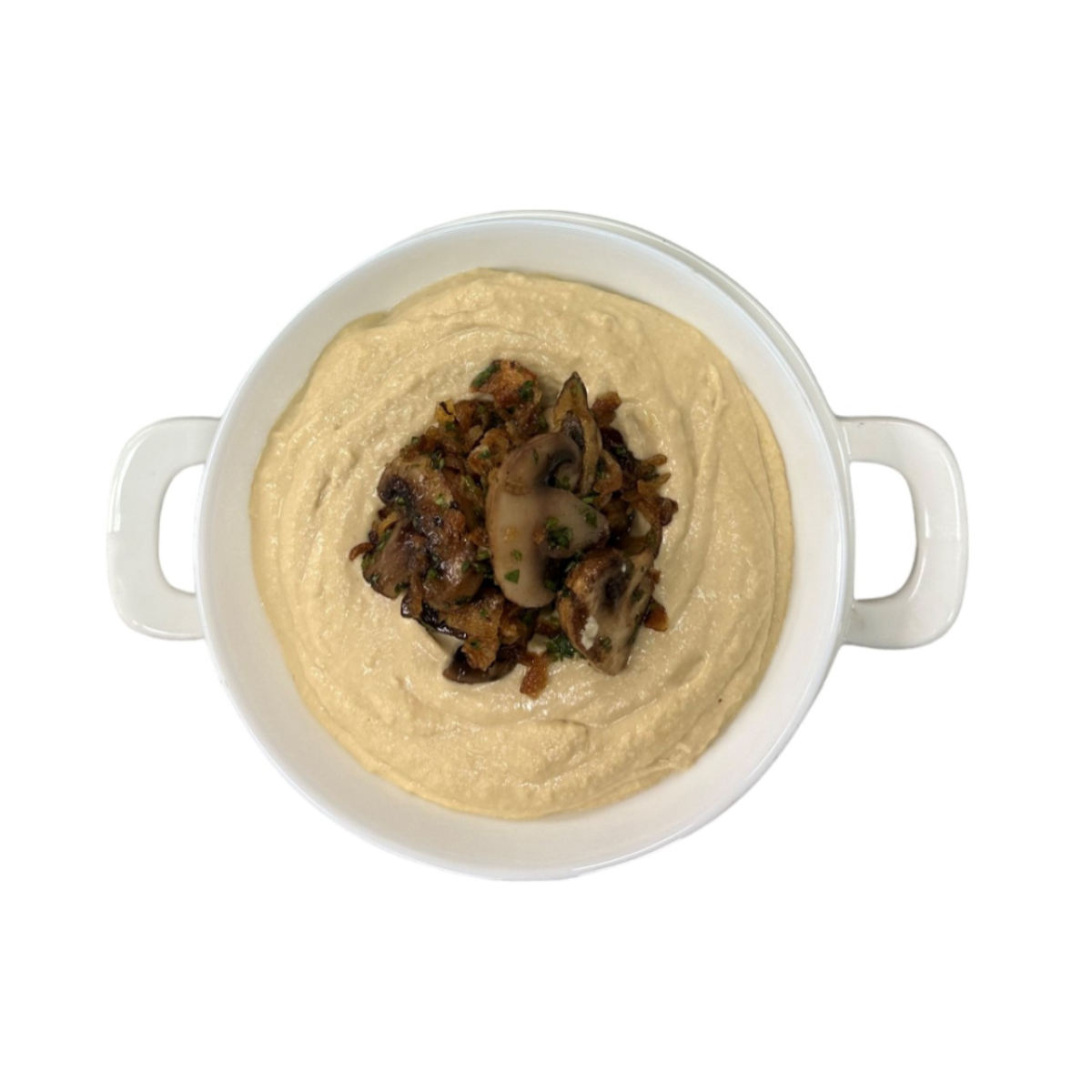 Hummus With Mushrooms And Fried Onions (1 2 Lb.) – La Marguerite Catering